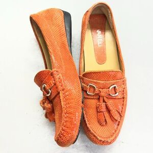 Vaneli Orange Speckled Leather Tassel Slip On Mule Driving Loafers Womens 6.5M